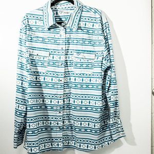 Cowgirl Hardware Long sleeve Western shirt Blue White Rhinestones S-XXl